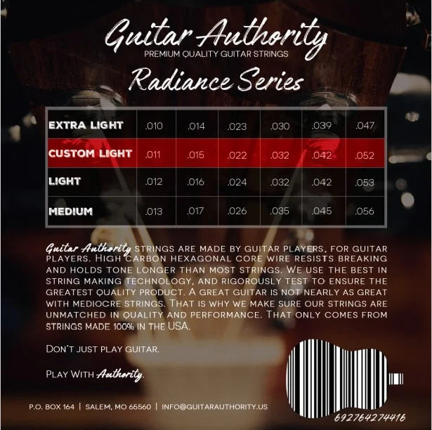 Phosphor Bronze Custom Light Acoustic Guitar Strings Back
