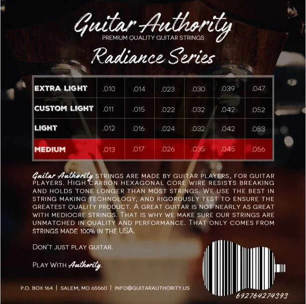 Phosphor Bronze Medium Acoustic Guitar Strings Back